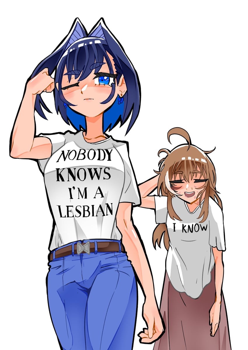 ouro kronii and nanashi mumei (hololive and 1 more) drawn by daaku_(koizumi_arata)