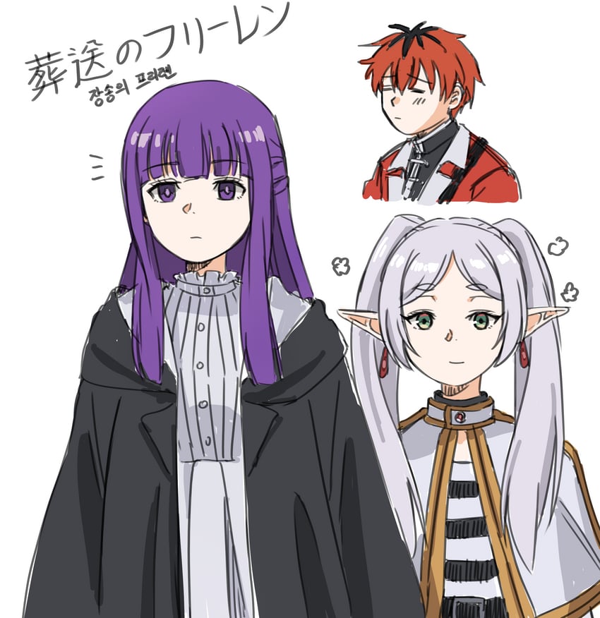 frieren, fern, and stark (sousou no frieren) drawn by delfuze
