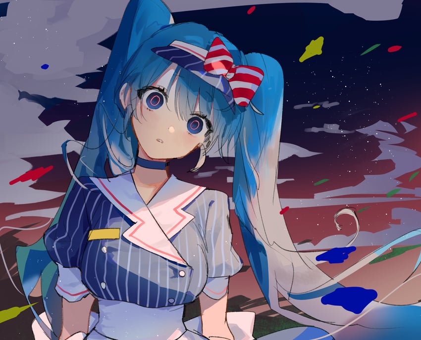 hatsune miku (vocaloid and 1 more) drawn by 030_bv