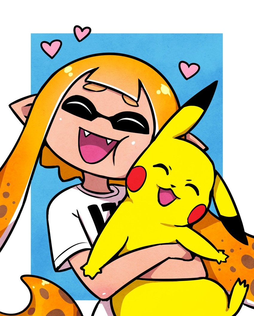 inkling player character, pikachu, inkling girl, and kaori (pokemon and 2 more) drawn by akairiot