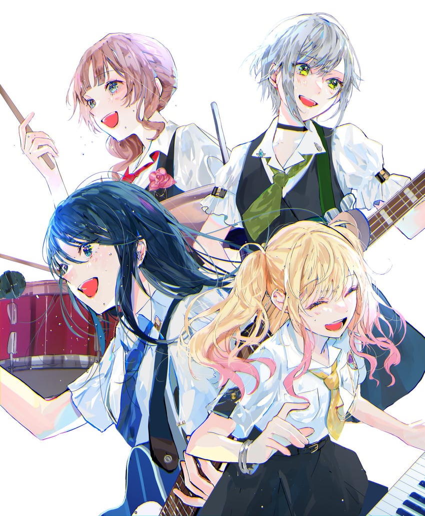 tenma saki, hoshino ichika, mochizuki honami, and hinomori shiho (project sekai) drawn by hagimorijia