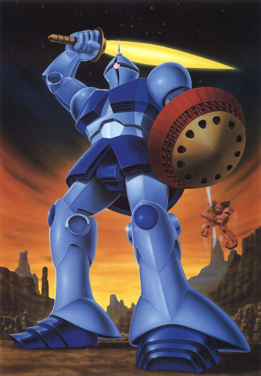 gelgoog, gyan, and gelgoog s char custom (gundam and 1 more) drawn by hasegawa_masayuki
