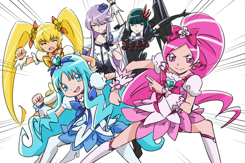 kurumi erika, hanasaki tsubomi, tsukikage yuri, myoudouin itsuki, cure marine, and 4 more (precure and 3 more) drawn by tsukikage_oyama