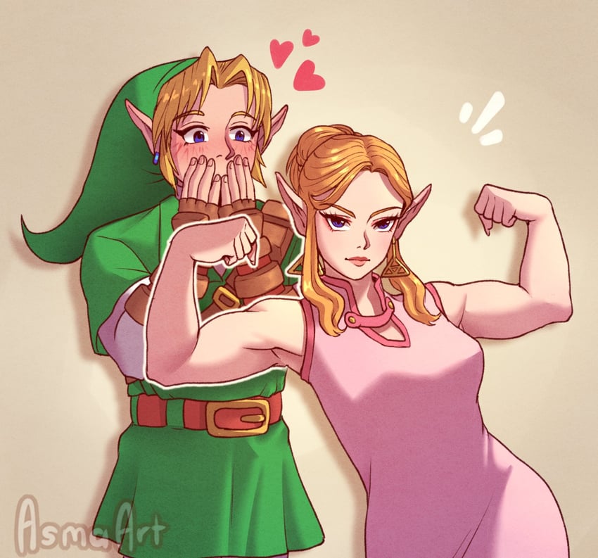 link and princess zelda (the legend of zelda and 1 more) drawn by asma_art