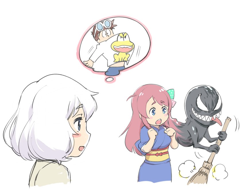 konno junko, minamoto sakura, venom, seki oriko, pyonkichi, and 1 more (marvel and 4 more) drawn by ueyama_michirou
