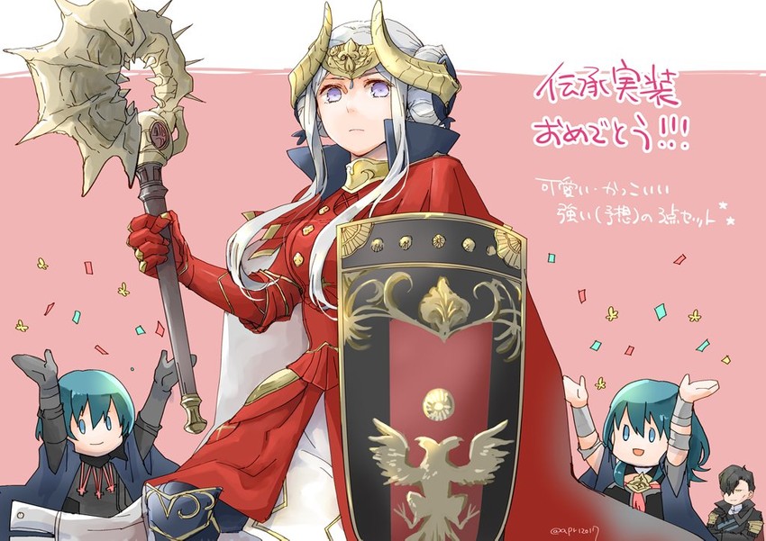 female byleth, edelgard von hresvelg, male byleth, and hubert von vestra (fire emblem and 2 more) drawn by robaco