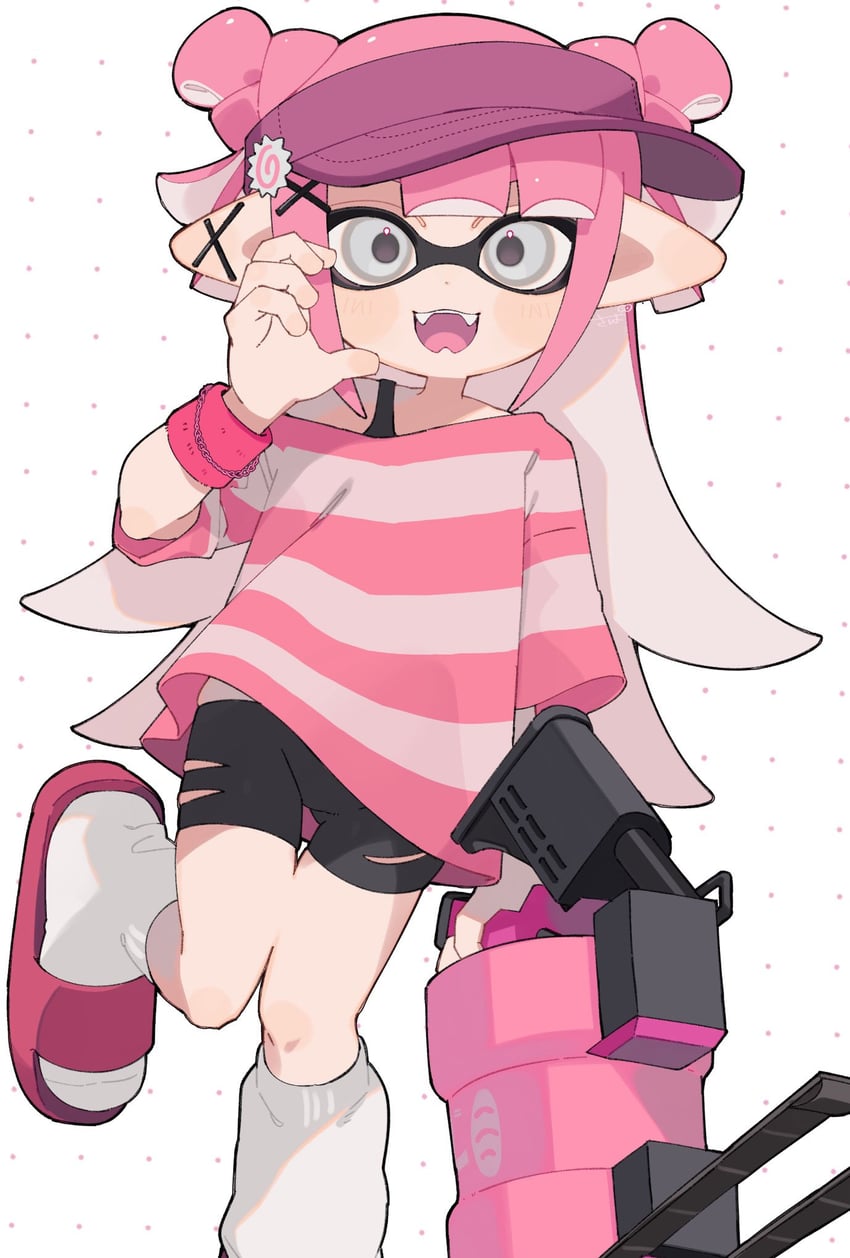 inkling player character and inkling girl (splatoon and 1 more) drawn by sabata_saba
