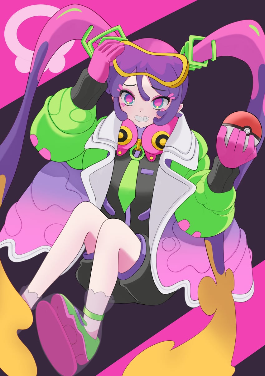 hatsune miku and poison miku (pokemon and 2 more) drawn by pton_uca09