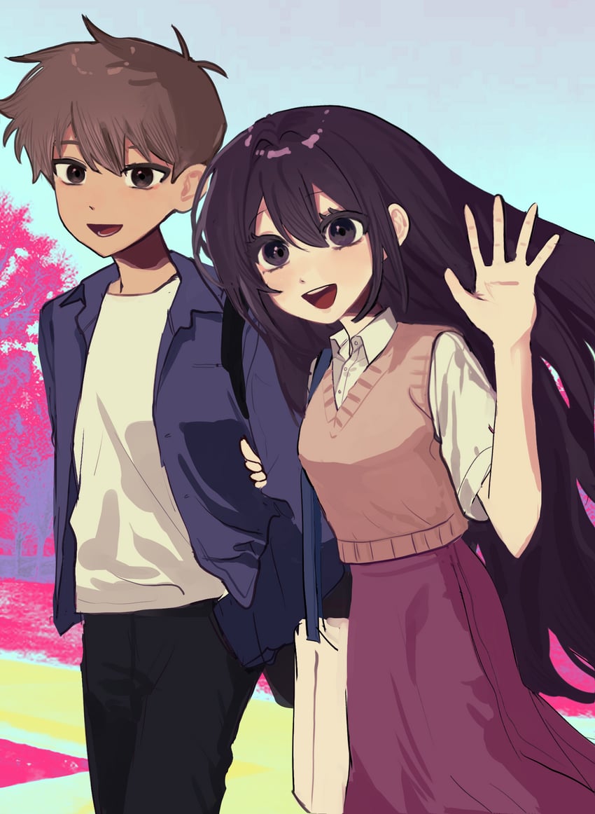mari and hero (omori) drawn by sike_(dvh_04)