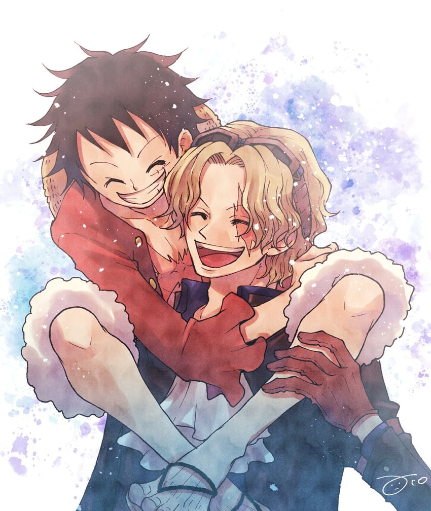 monkey d. luffy and sabo (one piece) drawn by aco_peda
