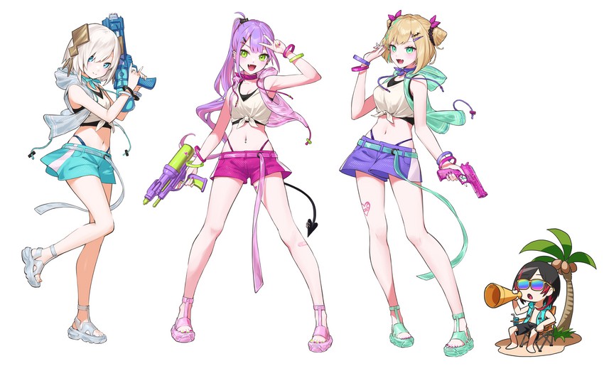 tokoyami towa, bibi, kurumi noah, ars almal, and uruca (hololive and 4 more) drawn by nemoto_yuuma