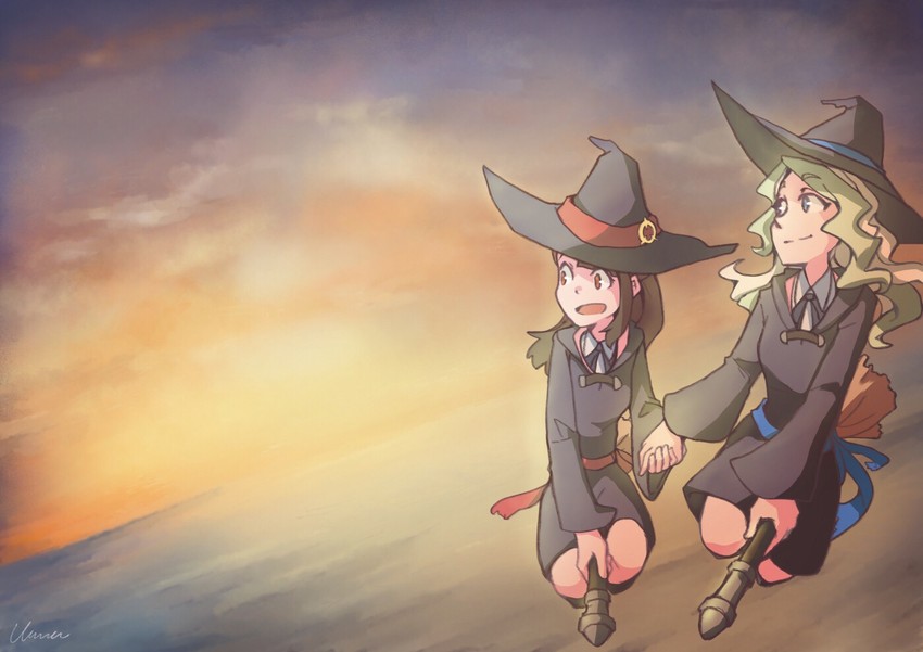 kagari atsuko and diana cavendish (little witch academia) drawn by usbfan