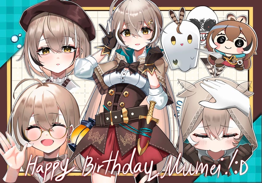 nanashi mumei, nightmare, smol mumei, and boomei (hololive and 1 more) drawn by punapple