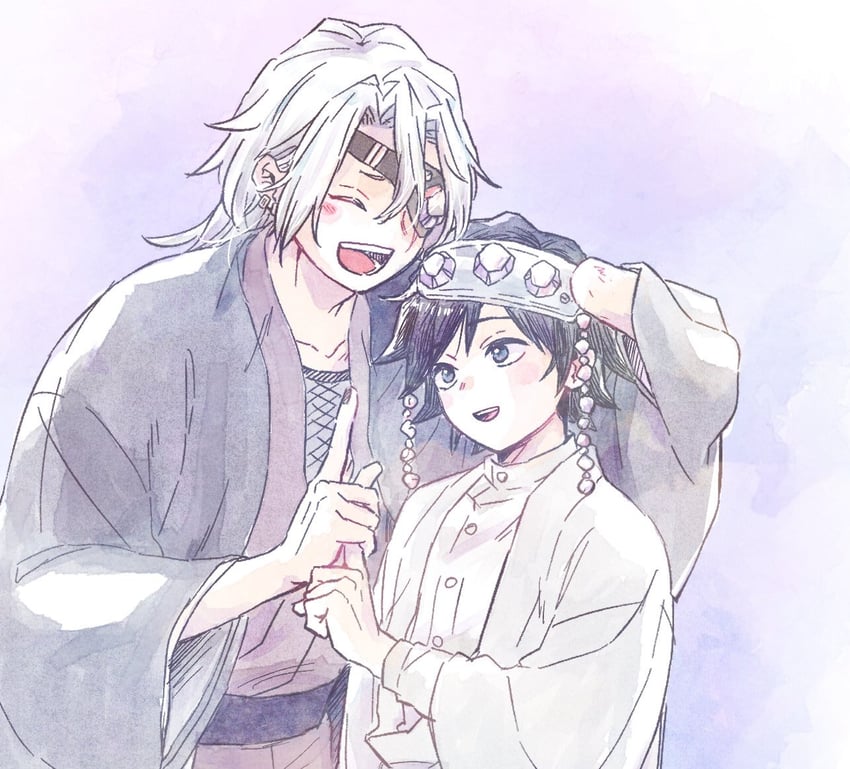 tomioka giyuu and uzui tengen (kimetsu no yaiba) drawn by yakiimochan_kmt