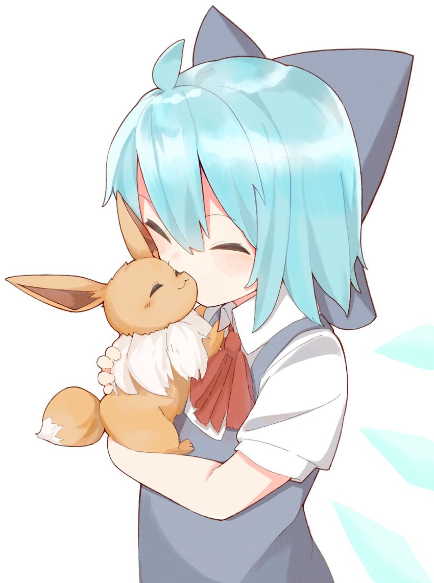 cirno and eevee (touhou and 1 more) drawn by kae_karee