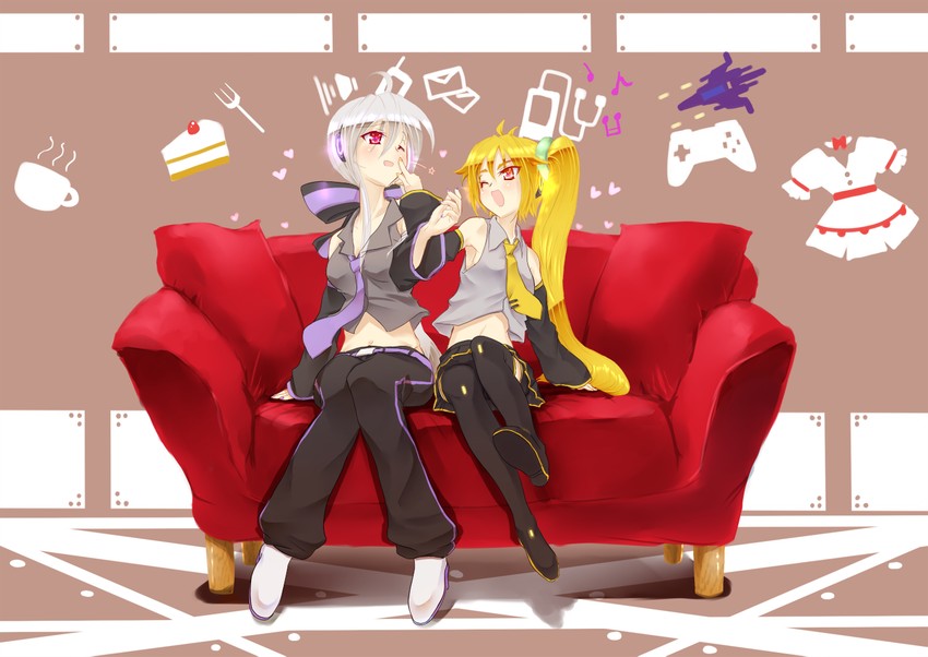 yowane haku and akita neru (vocaloid) drawn by tadano_magu