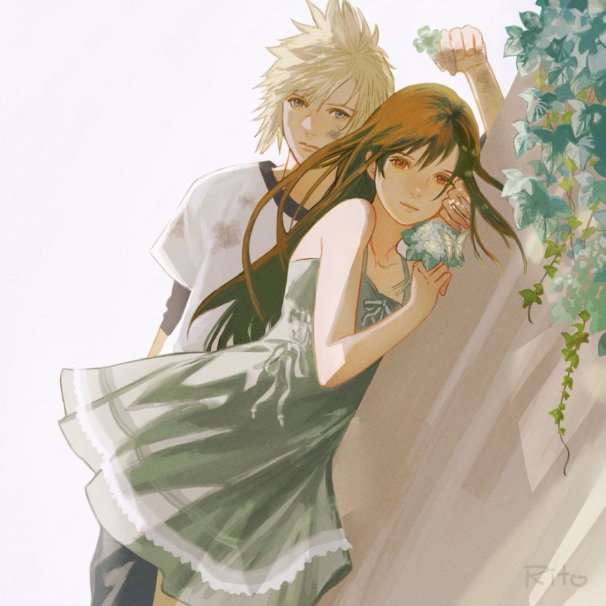 tifa lockhart and cloud strife (final fantasy and 2 more) drawn by tori_(labyrinth_fft)