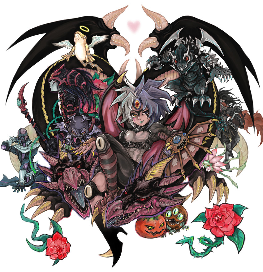 yubel, jinzo, sangan, magician of black chaos, mystic tomato, and 6 more (yu-gi-oh! and 1 more) drawn by chinchira