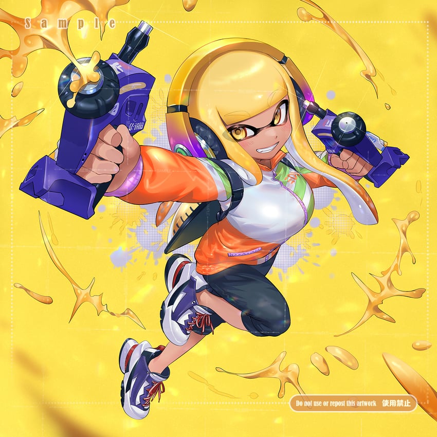 inkling player character and inkling girl (splatoon) drawn by jinkoika