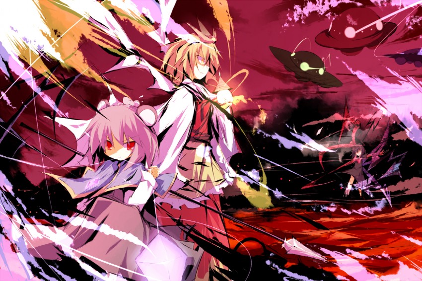 nazrin, houjuu nue, and toramaru shou (touhou) drawn by poppuru