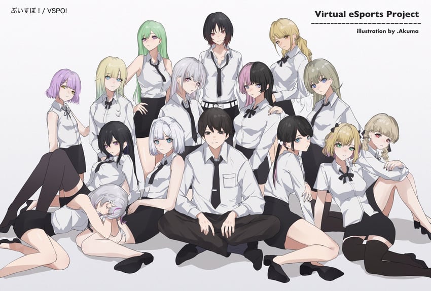 tachibana hinano, ichinose uruha, aizawa ema, yakumo beni, kurumi noah, and 9 more (vspo! and 3 more) drawn by .akuma
