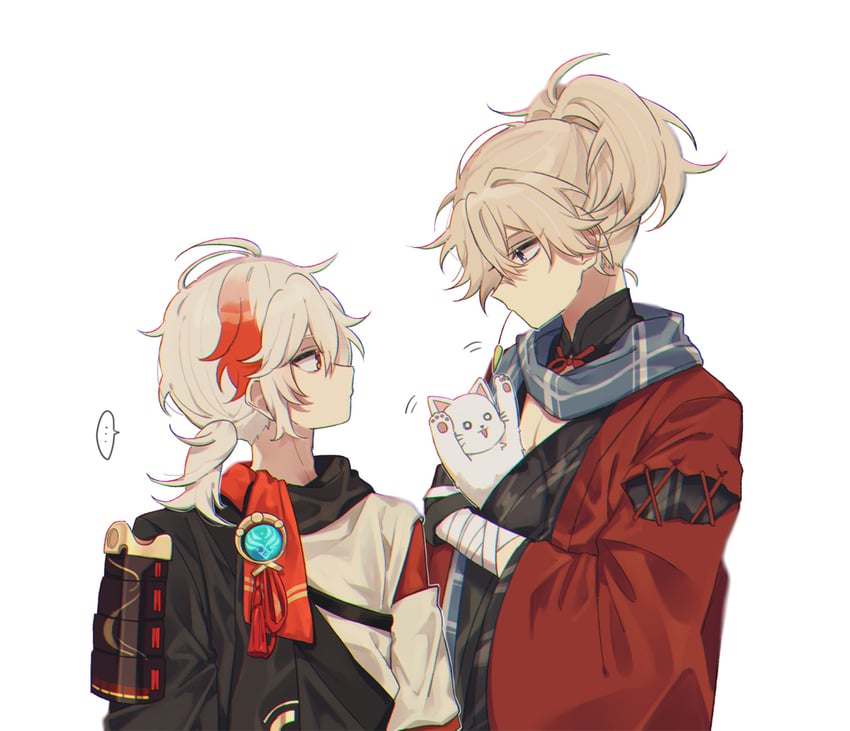 kaedehara kazuha and kazuha's friend (genshin impact) drawn by nekoshin_kagari