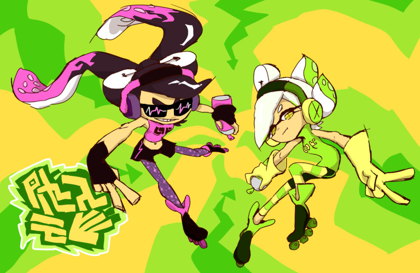 callie and marie (splatoon and 1 more) drawn by merronart