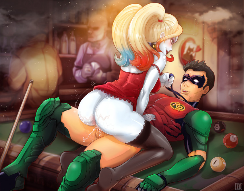 harley quinn, tim drake, and red robin (dc comics and 1 more) drawn by hmage