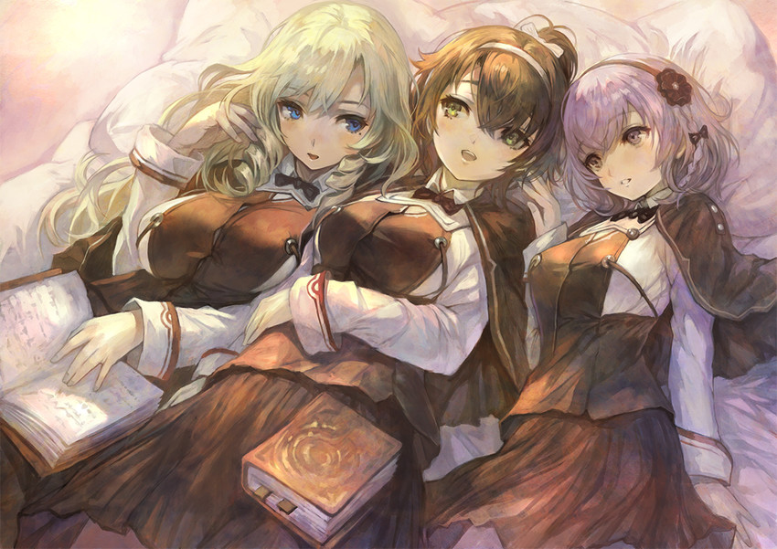 alushe anatolia, louenhide ariarhod, and liliana sailfin (yoru no nai kuni and 1 more) drawn by yoshiku_(oden-usagi)