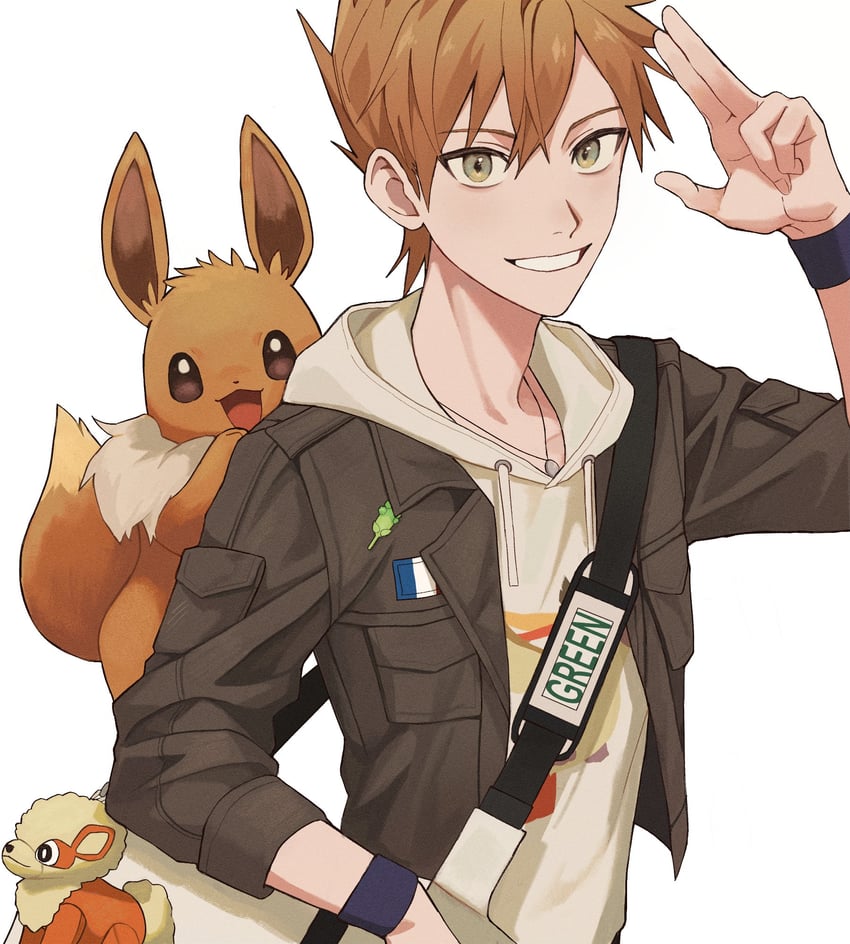 eevee, blue oak, and arcanine (pokemon and 1 more) drawn by silber_1224