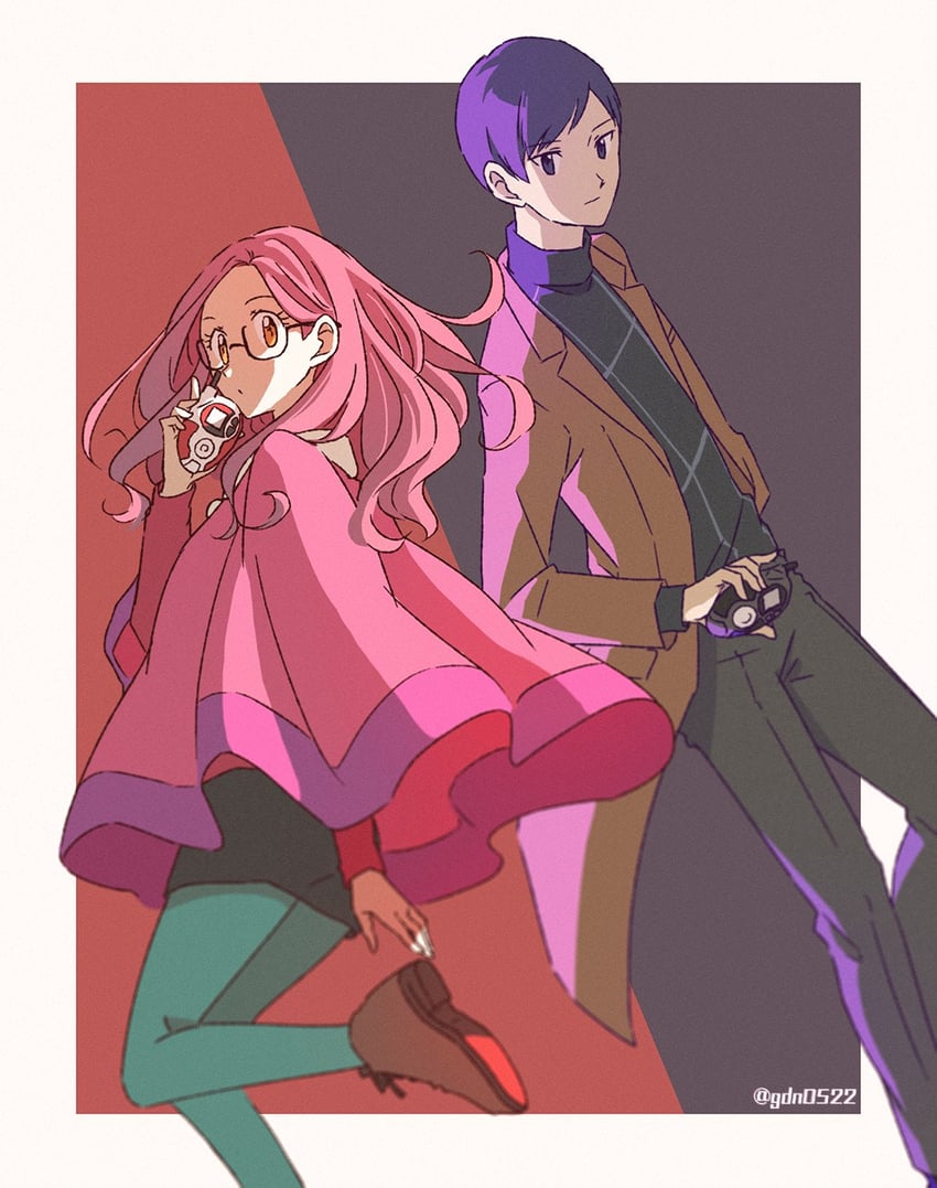 inoue miyako and ichijouji ken (digimon and 1 more) drawn by gdn0522