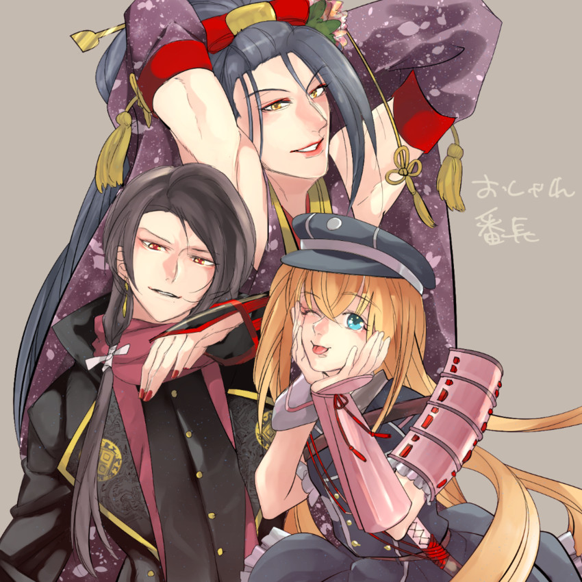 kashuu kiyomitsu, midare toushirou, and jirou tachi (touken ranbu) drawn by sakuma_yona