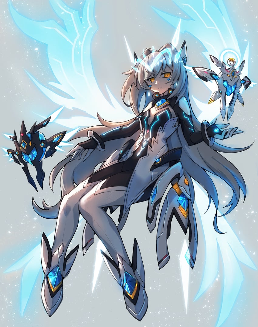 eve, moby, remy, and code: sariel (elsword) drawn by kecilang_buzhang