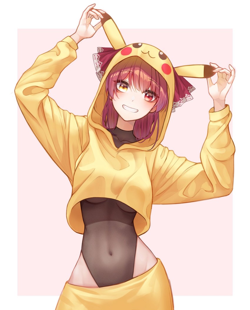 houshou marine and pikachu (pokemon and 1 more) drawn by oni0417