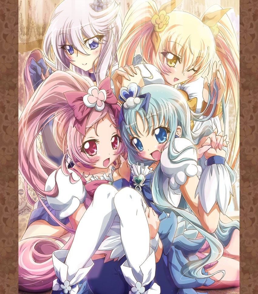 kurumi erika, hanasaki tsubomi, tsukikage yuri, myoudouin itsuki, cure marine, and 3 more (precure and 1 more) drawn by inoshishi_(ikatomo)