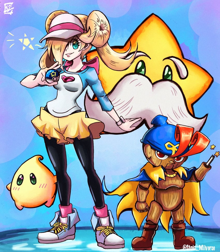 rosa, rosalina, luma, geno, and eldstar (pokemon and 5 more) drawn by stoic_seraphim