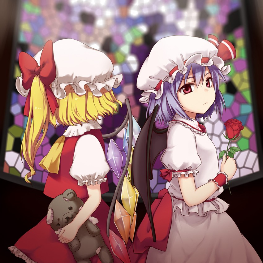 remilia scarlet and flandre scarlet (touhou) drawn by monrooru