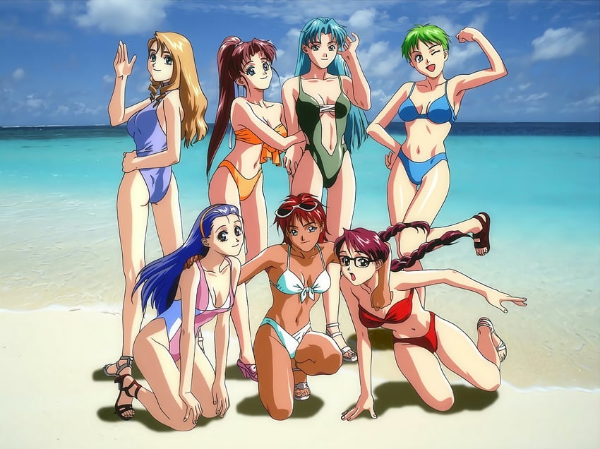 honjou arisa, yoshino tomomi, asami junko, yasukawa reina, nakai mami, and 2 more (zenkoku seifuku bishoujo grand prix) drawn by yamada_masaki
