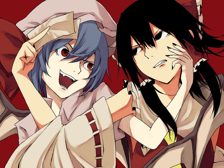 hakurei reimu and remilia scarlet (touhou) drawn by haruba_negi