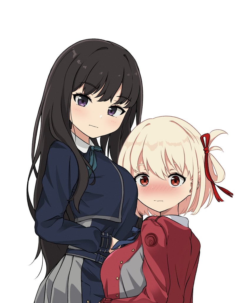 nishikigi chisato and inoue takina (lycoris recoil) drawn by hrna