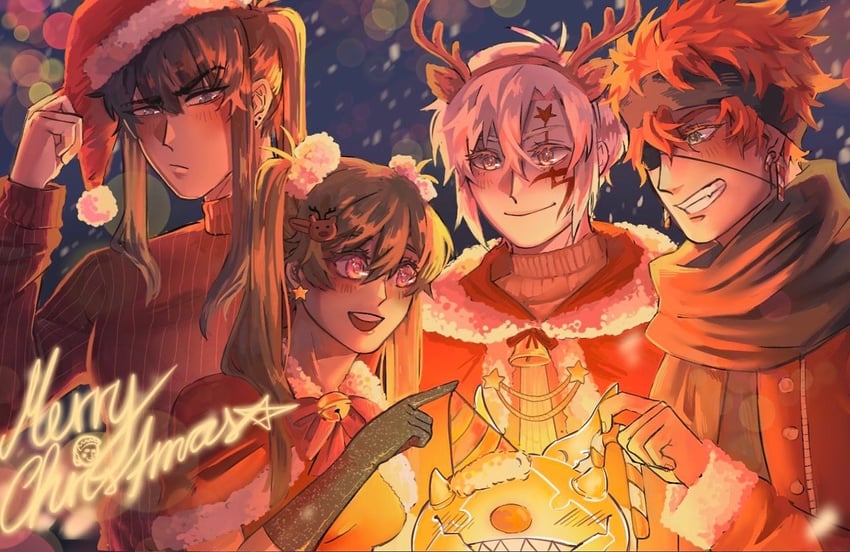 lenalee lee, allen walker, kanda yuu, lavi, and timcanpy (d.gray-man) drawn by xbloolii