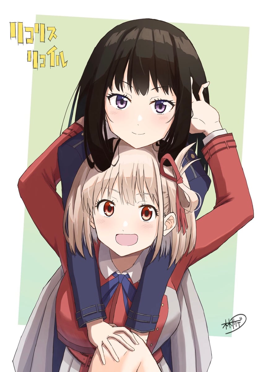 nishikigi chisato and inoue takina (lycoris recoil) drawn by kimurayou103