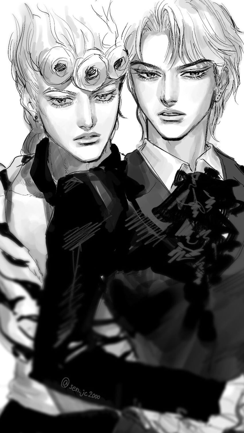 dio brando and giorno giovanna (jojo no kimyou na bouken and 2 more) drawn by sen_jc2000