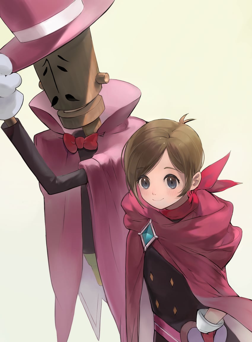 trucy wright and mr hat (ace attorney and 1 more) drawn by paya_32