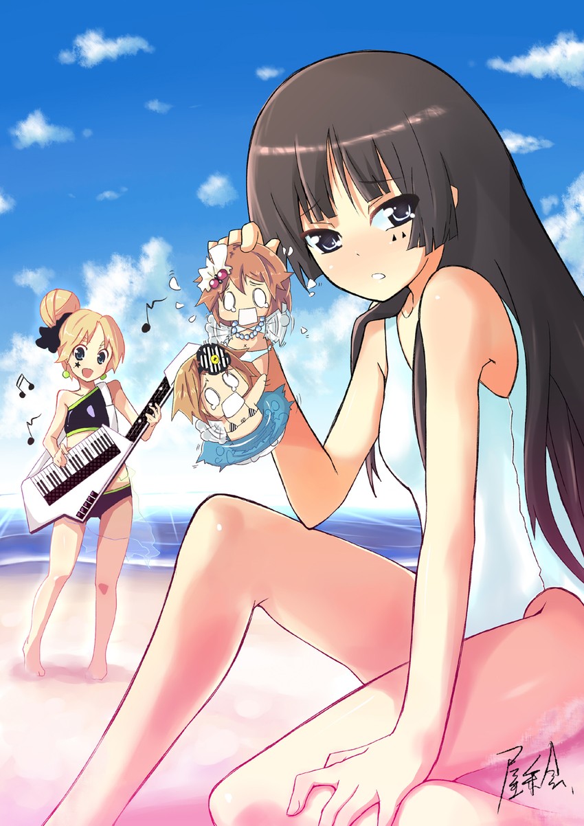 akiyama mio, hirasawa yui, tainaka ritsu, and kotobuki tsumugi (k-on!) drawn by kendo_(artist)