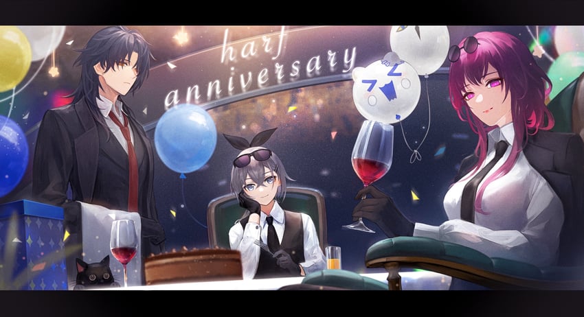 kafka, silver wolf, blade, and wubbaboo (honkai and 1 more) drawn by anna_(drw01)