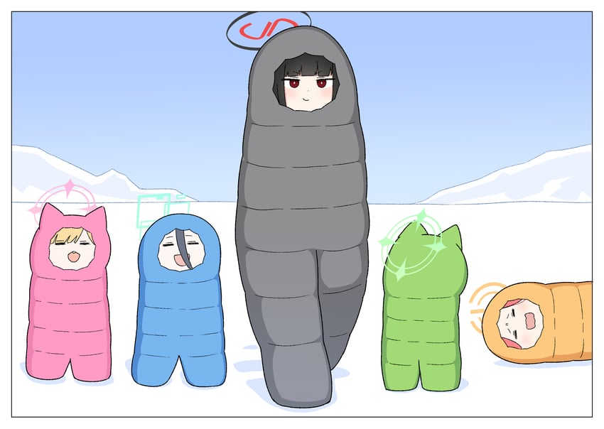 rio, aris, momoi, midori, and yuzu (blue archive and 1 more) drawn by ikurage_(namakurage_13)