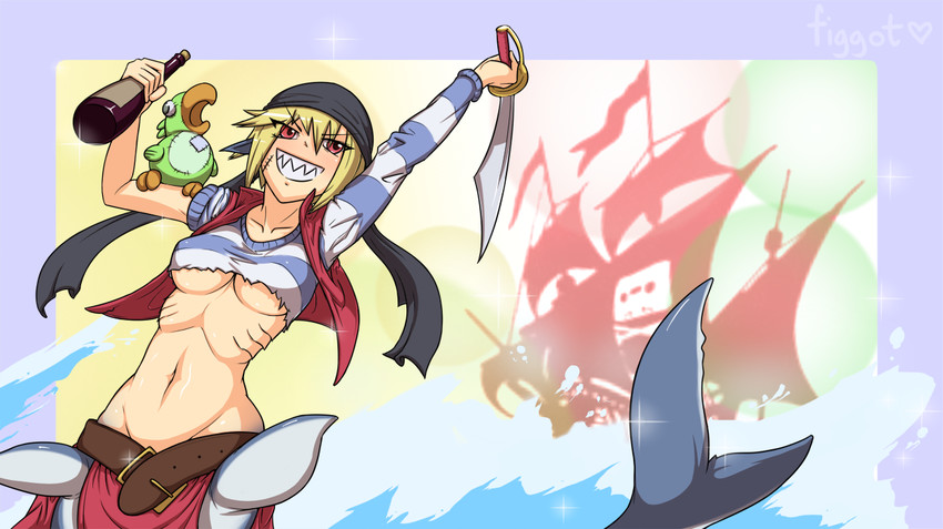 shark race and mako (monster musume no iru nichijou and 1 more) drawn by figgot