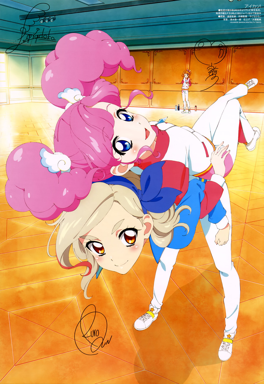 ozora akari, amahane madoka, and kurosawa rin (aikatsu!) drawn by watanabe_satomi
