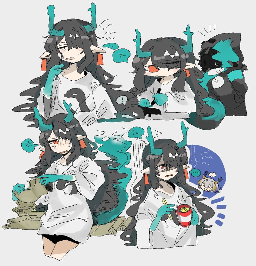 doctor, shu, dusk, and bitey (arknights) drawn by odmised